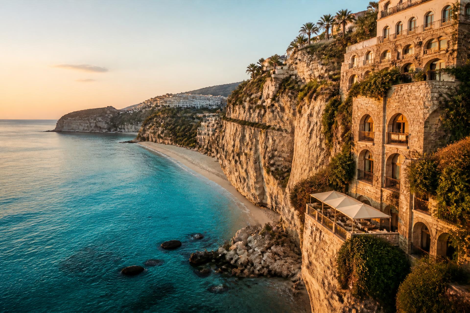 La costa di Tropea al tramonto