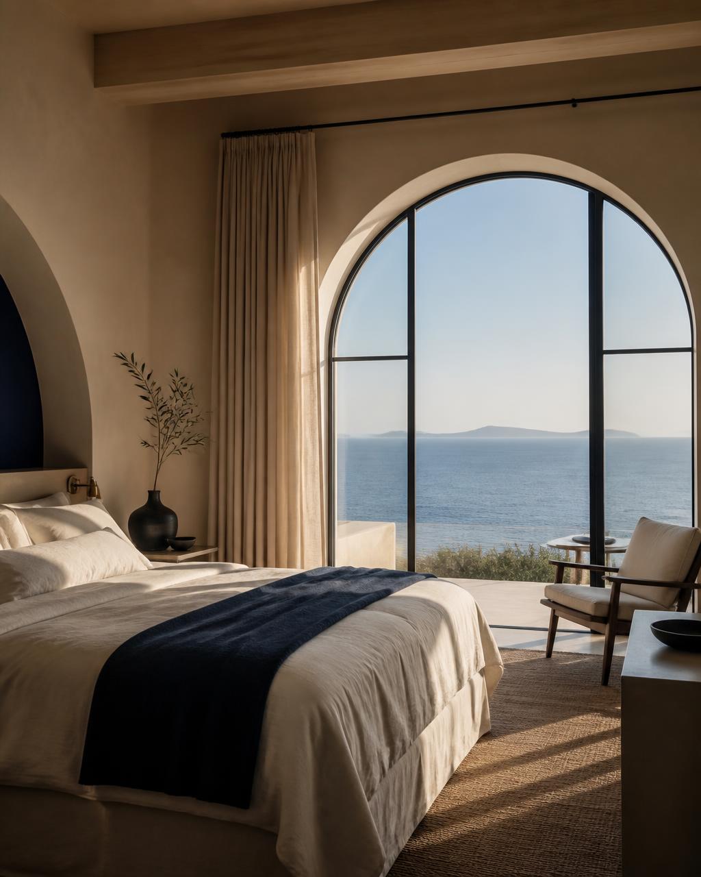 Interno di una suite con vista sul mare